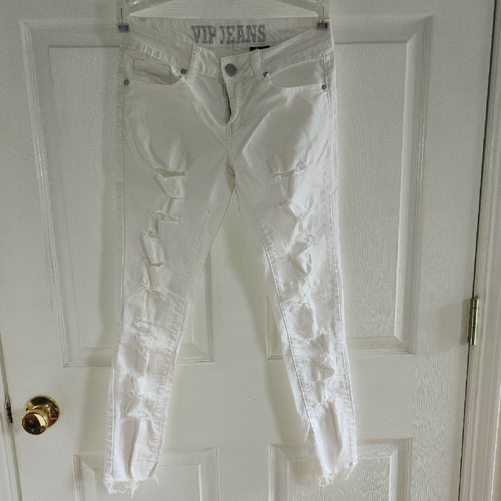 VIP Women's White Distressed Jeans